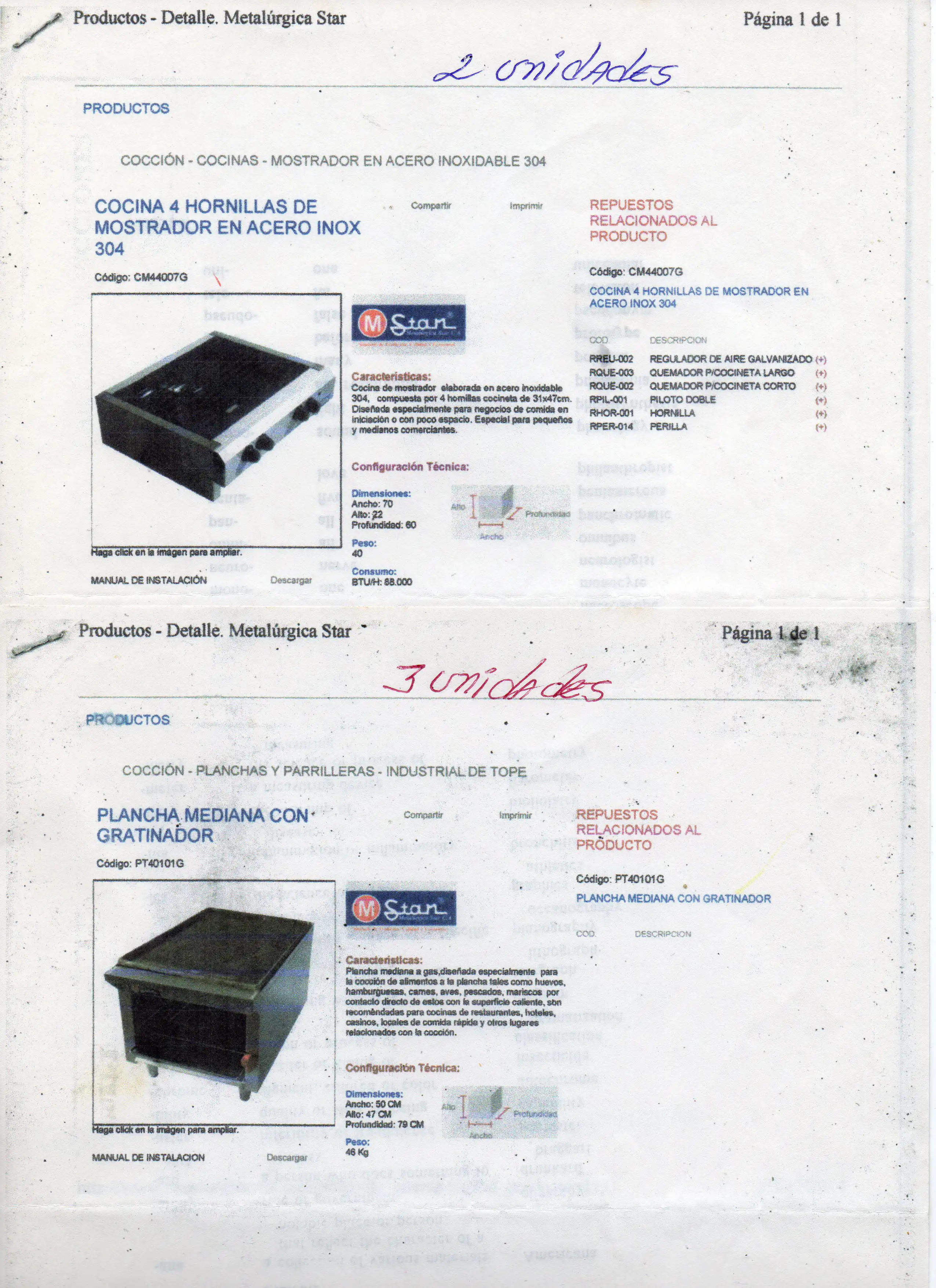 EN VENTA PLANCHAS  CON GRATINADOR Y COCINAS EN ACERO